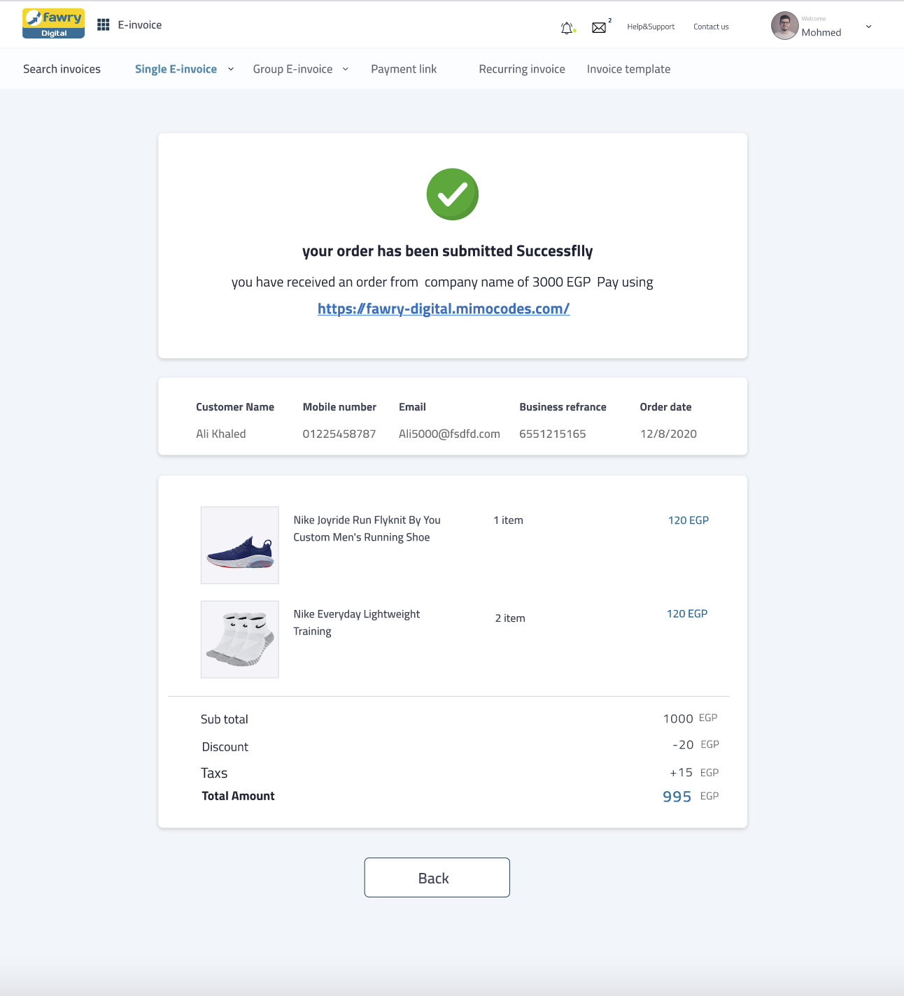FawryPay Finance Dashboard