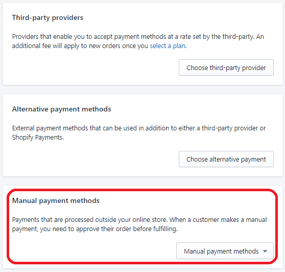 Shopify Create Payment Method