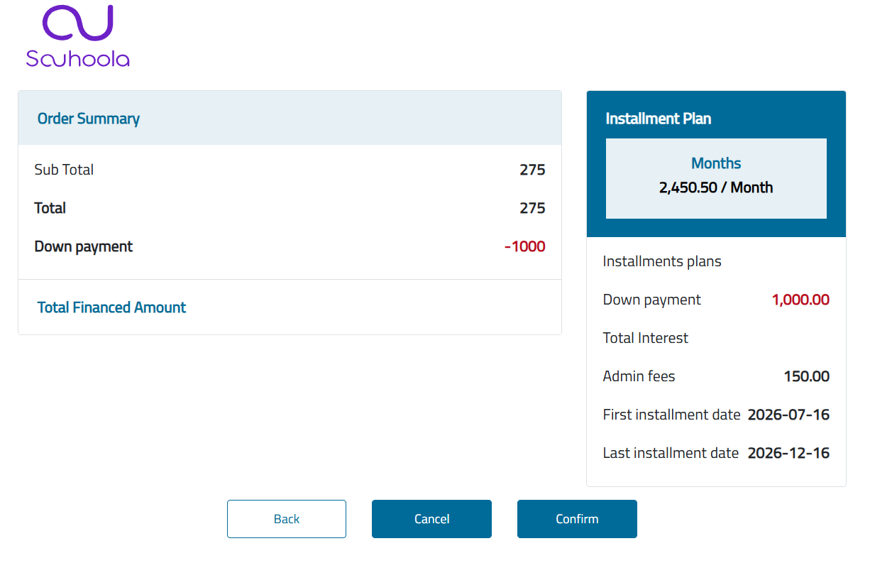Order paid successfully screen showing Paid With Souhoola and the payment summary